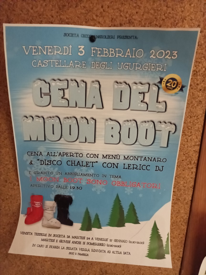 Siena, Contrada della Civetta: Domani 03/02 Cena del Moon&nbsp;Boot
