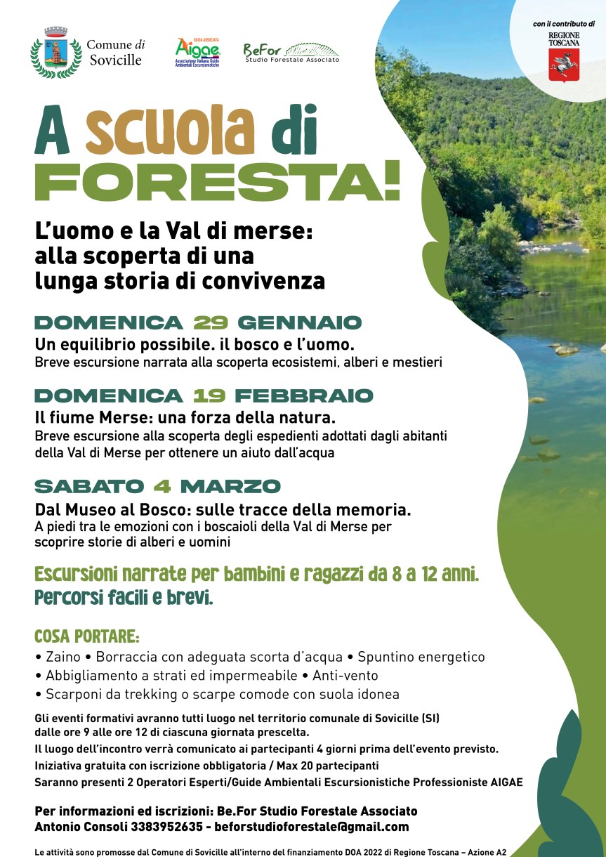 Provincia di Siena: A Sovicille escursioni narrate gratuite per ragazzi, con l’iniziativa del Comune “A scuola di&nbsp;foresta!”