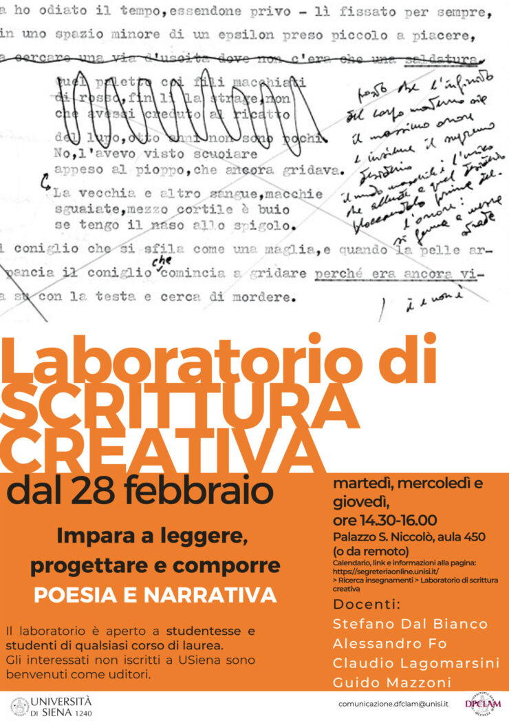Siena, Unisi: Al via le attività del Laboratorio di scrittura&nbsp;creativa