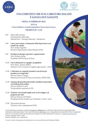 Siena: “Una comunità che si fa carico del malato è sanata ed è&nbsp;sanante”