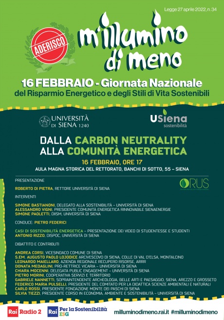 Siena: “Dalla carbon neutrality alla comunità energetica”, evento all’Università di&nbsp;Siena