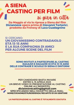 Siena: In città Casting per il film “Diciannove”
