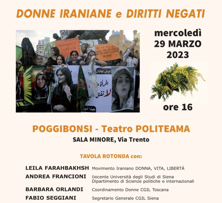 Provincia d iSiena, “Donne iraniane e diritti negati”: Se ne parla domani 29/03 al Politeama di&nbsp;Poggibonsi