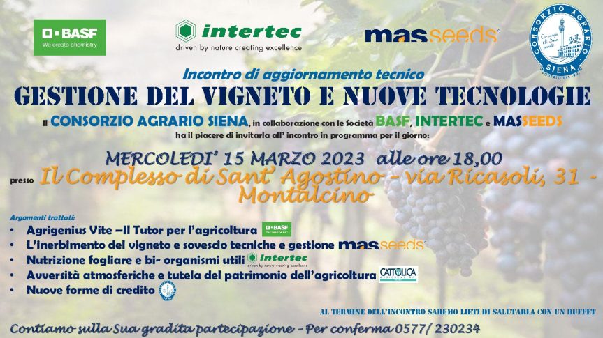Provincia di Siena, Montalcino: Seminario del Consorzio Agrario su vigneti e&nbsp;tecnologia
