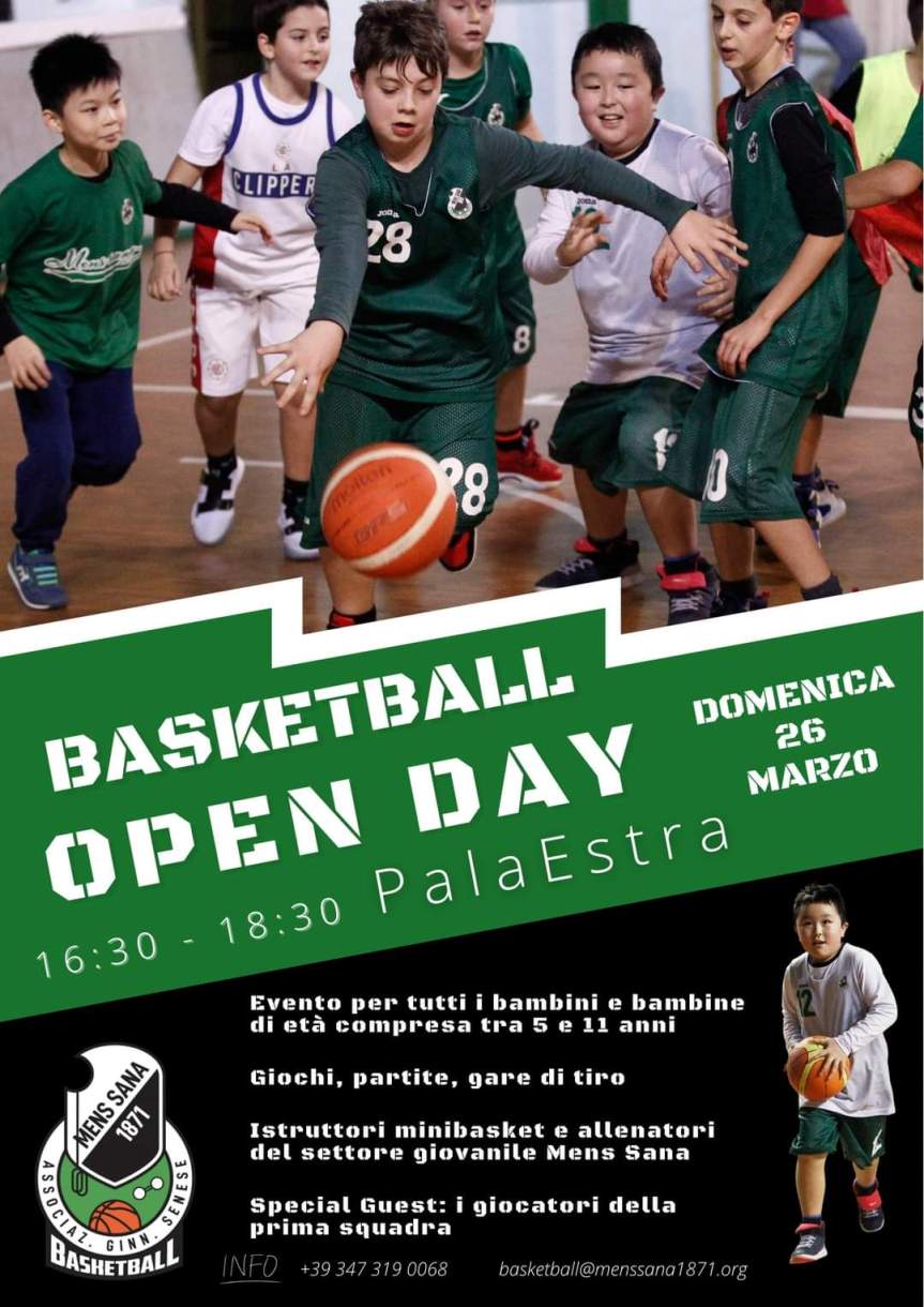 Siena, Mens Sana : Domani 26 marzo open day&nbsp;minibasket