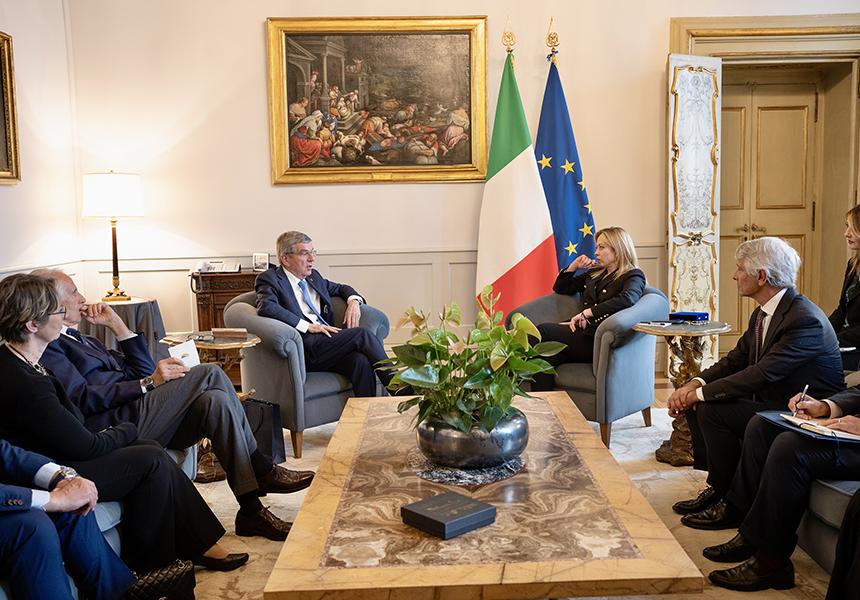 Italia: Meloni incontra il Presidente del Comitato olimpico internazionale Thomas&nbsp;Bach