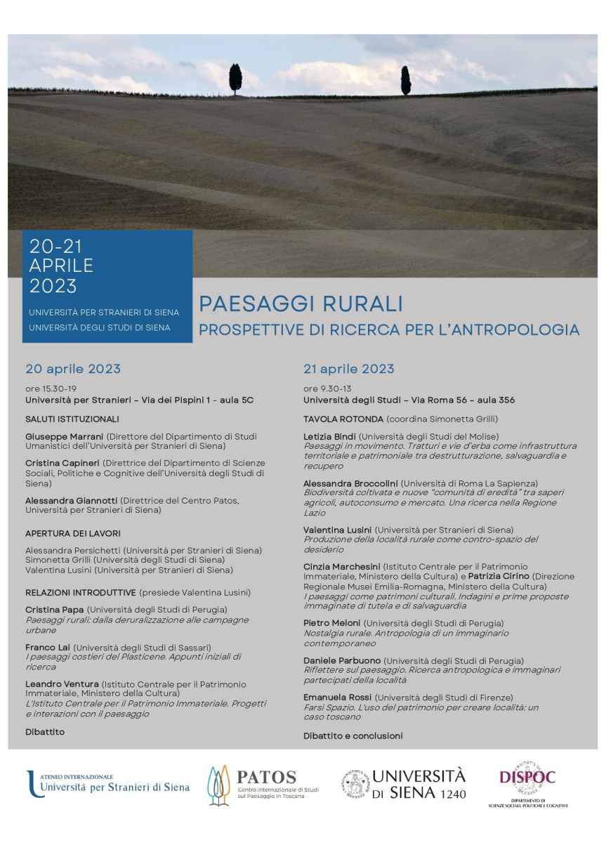 SIena, “Paesaggi rurali. Prospettive di ricerca per l’antropologia”: Seminario in&nbsp;UniStraSi