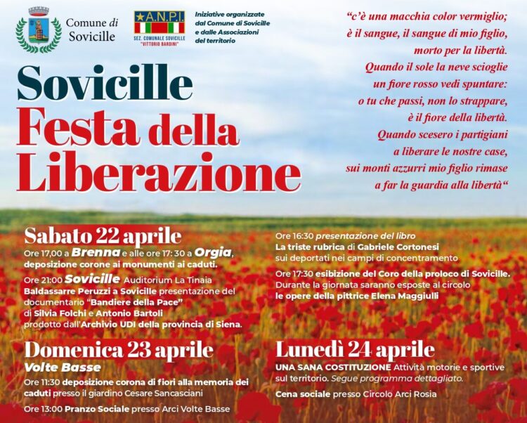 Provincia di Siena, Festa della Liberazione a Sovicille: Celebrazioni al via dal 22&nbsp;aprile