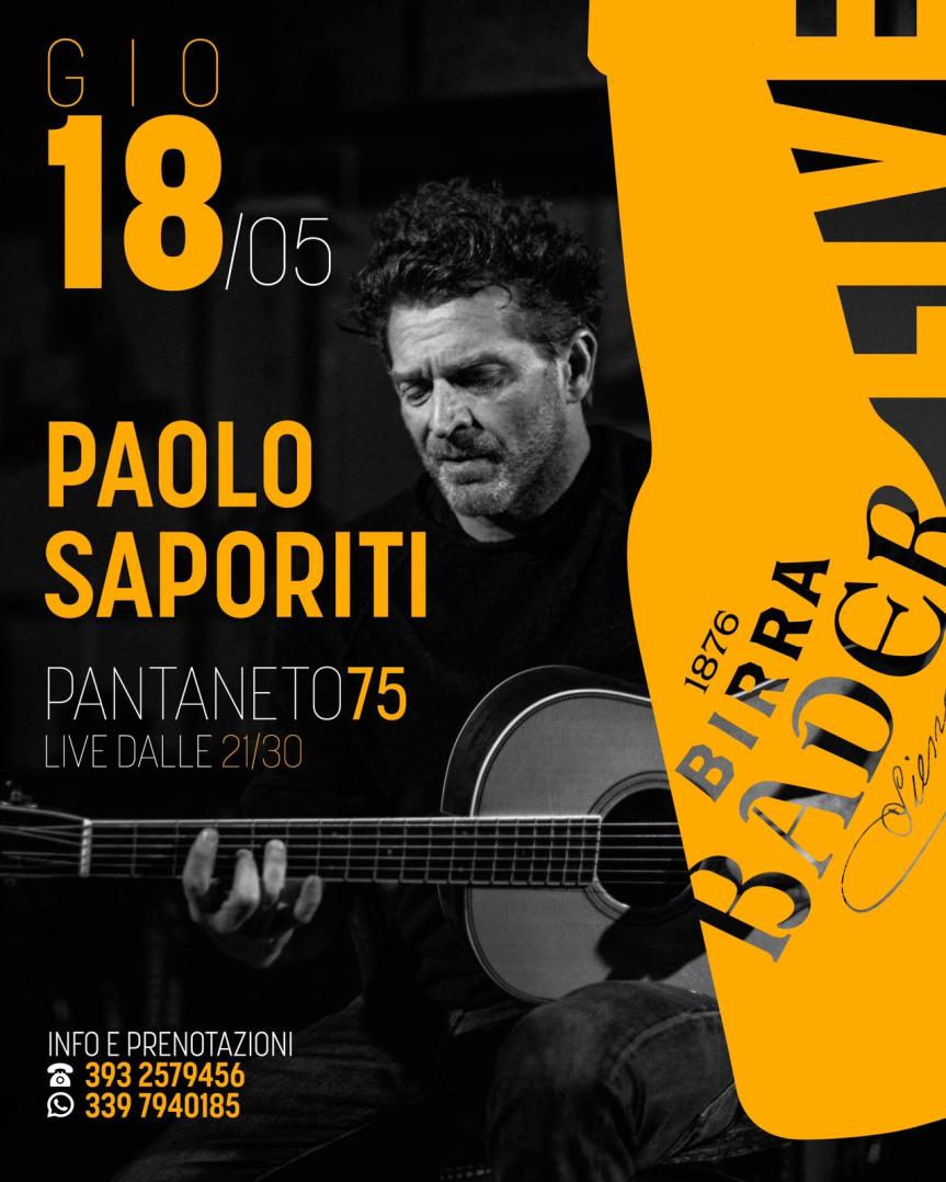 Siena: Giovedì  18/05 alla Birreria Bader arriva la musica di Paolo&nbsp;Saporiti
