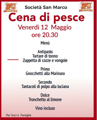 Siena, Contrada della Chiocciola: 12/05 Cena di&nbsp;Pesce