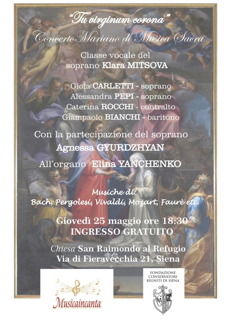 Siena: Il 25 maggio concerto mariano di musica sacra “Tu virginum&nbsp;corona”
