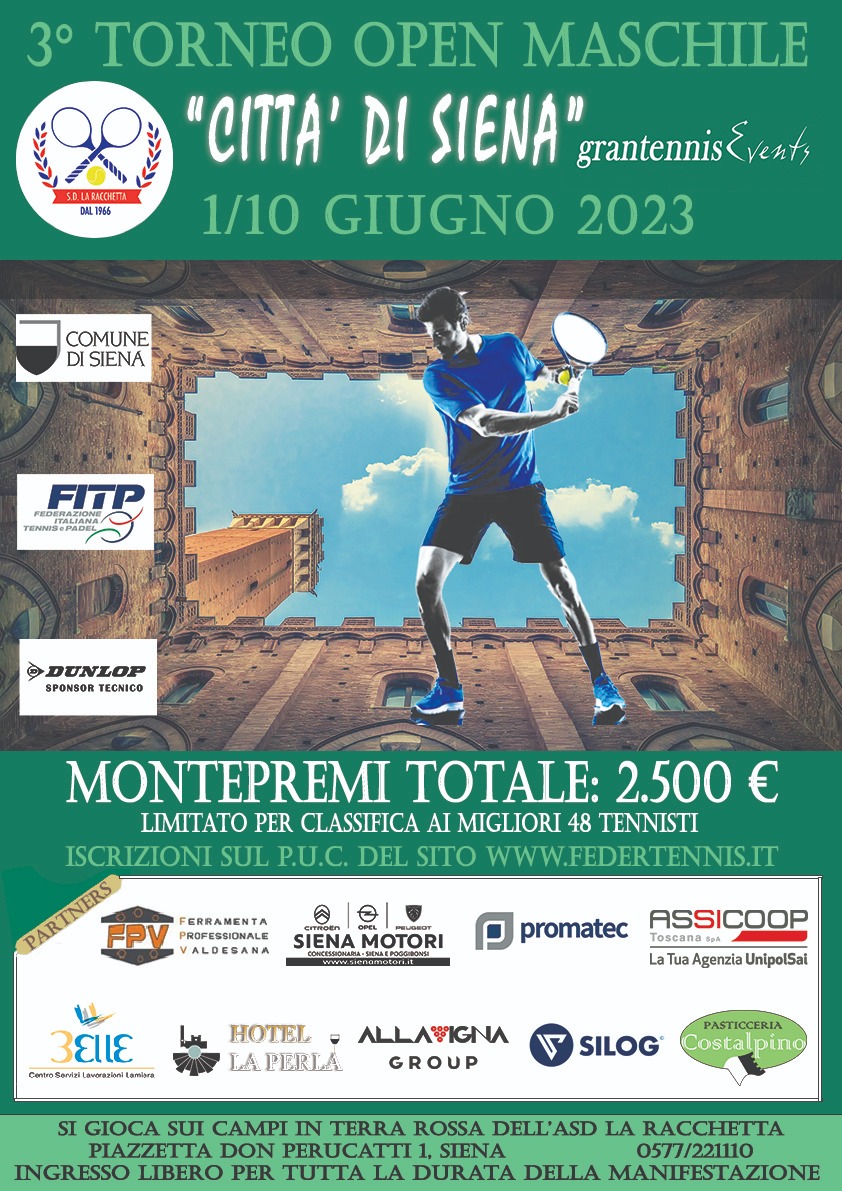 Siena: Torna il grande tennis con il 3° Torneo Open “Città di&nbsp;Siena”