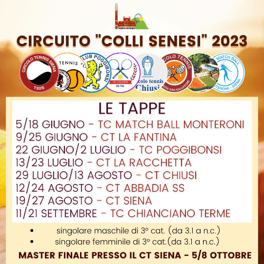 Provincia di Siena: Tennis, da Monteroni d’Arbia parte il torneo Colli&nbsp;Senesi