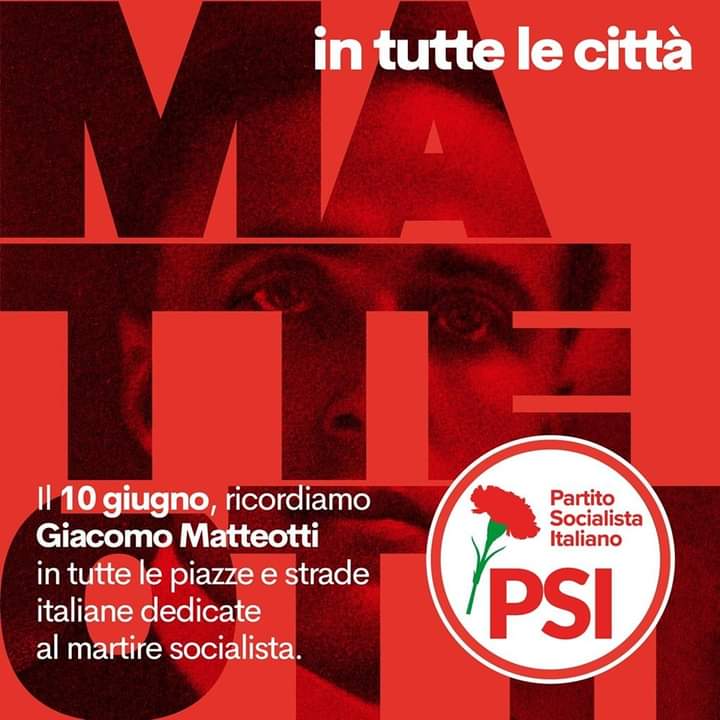 Siena: Sabato 10 giugno socialisti in piazza nel ricordo di Giacomo&nbsp;Matteotti