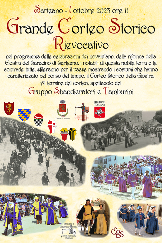 Provincia di Siena, Sarteano: l’1 ottobre il corteo storico rievocativo della Giostra del Saracino