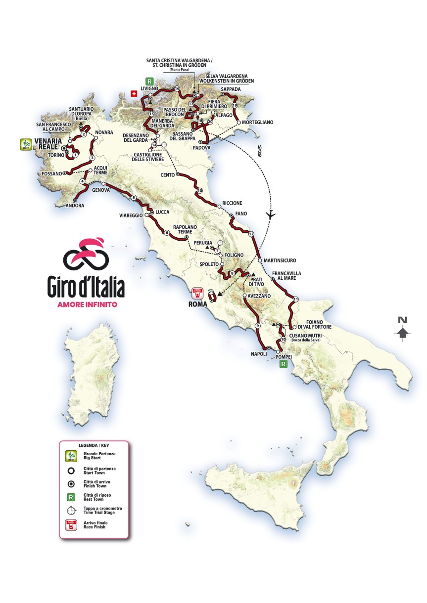 Provincia di Siena: Giro d’Italia, modificato il percorso della tappa che si correrà in Toscana