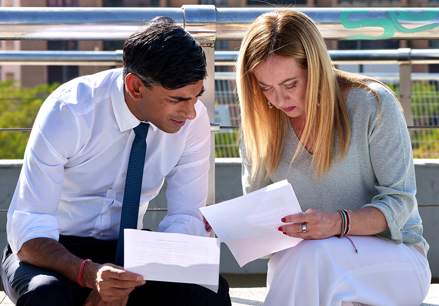 Italia: Lotta al traffico di esseri umani, l’intervento congiunto del Presidente Meloni e del Primo Ministro&nbsp;SunaK