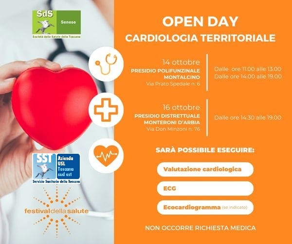 Provincia di Siena: Due appuntamenti di open day cardiologico a Montalcino e Monteroni&nbsp;d’Arbia