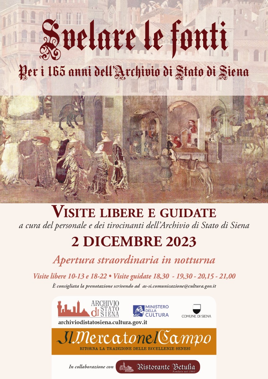 Siena: “Svelare le fonti”, visite libere e guidate all’interno dell’Archivio di&nbsp;Stato