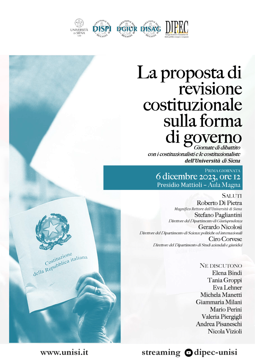 Siena: “La proposta di revisione costituzionale sulla forma di governo”, incontro&nbsp;all’Università