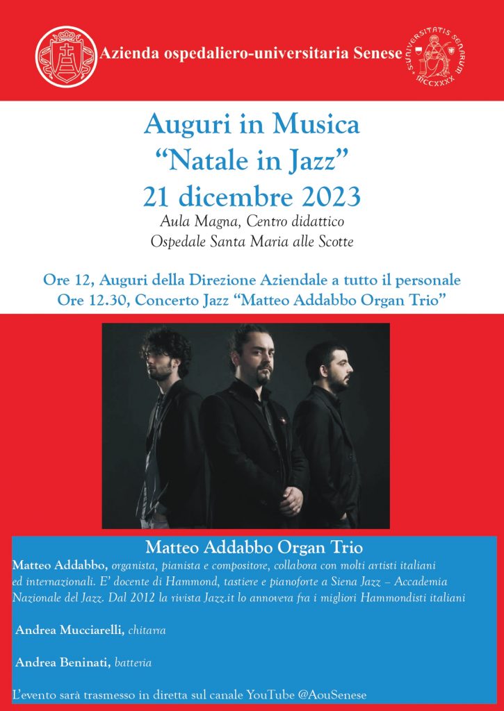 Siena: Note jazz per accompagnare gli auguri di Natale all’Aou&nbsp;Senese