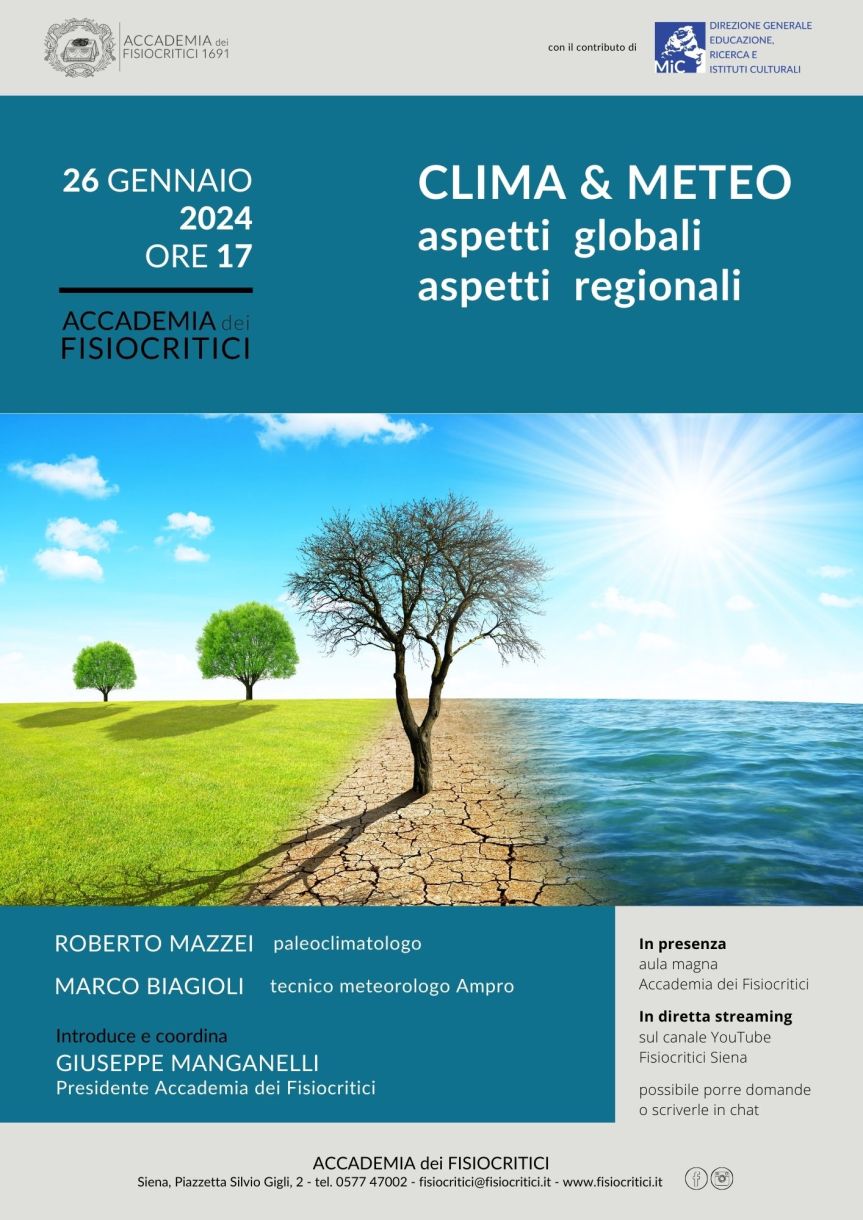 Siena, “Clima & Meteo: aspetti globali, aspetti regionali”, incontro in&nbsp;città