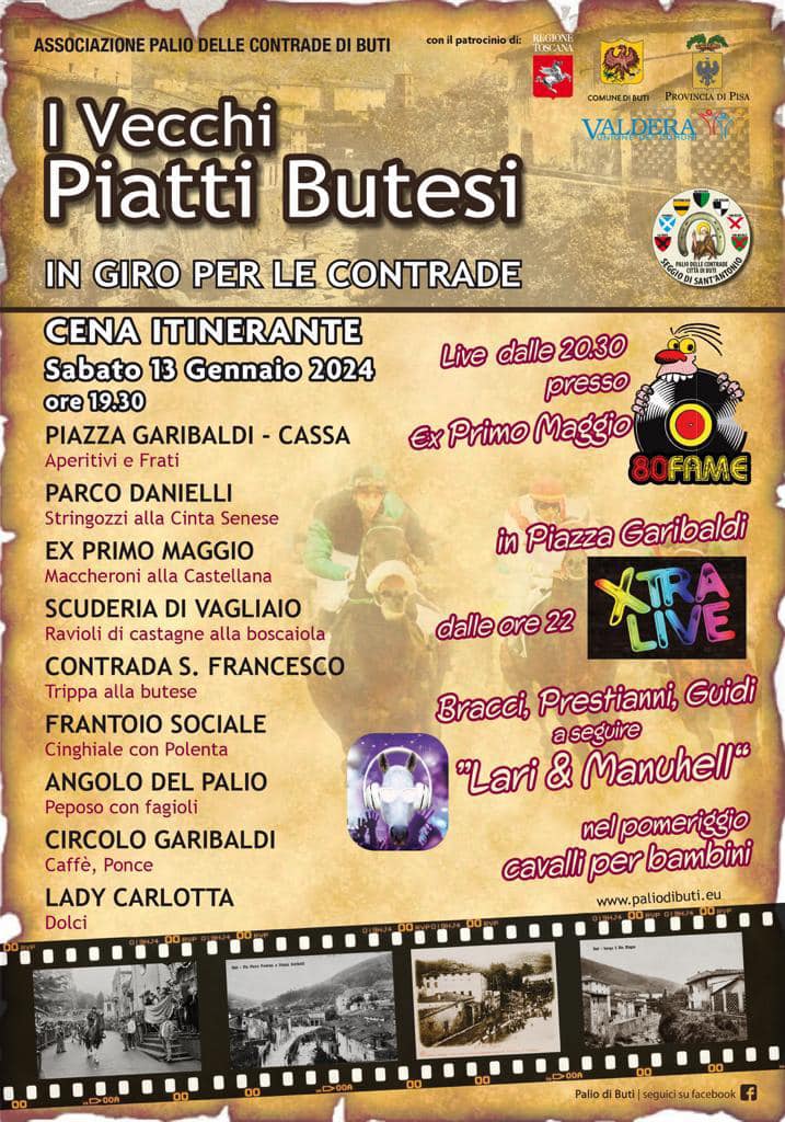 Palio di Buti: Cena itinerante e canti in ottava rima in attesa del&nbsp;palio