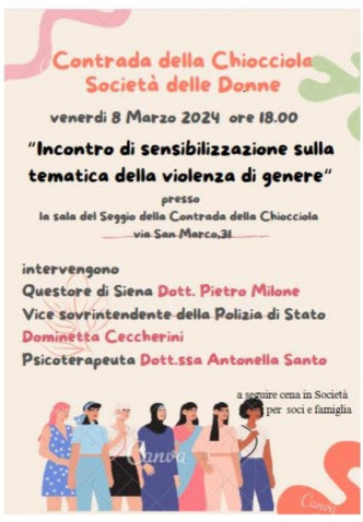 Siena, Contrada della Chiocciola: GIORNATA INTERNAZIONALE DELLA DONNA 8 MARZO&nbsp;2024