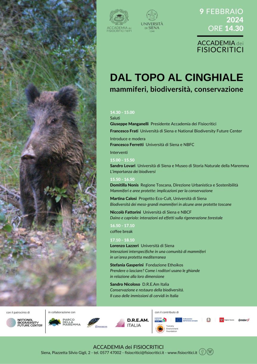Siena: “Dal topo al cinghiale”, convegno all’Accademia dei&nbsp;Fisiocritici