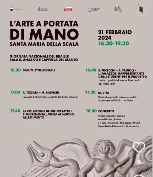 Siena: Giornata nazionale del Braille, al Santa Maria della Scala il nuovo allestimento del percorso&nbsp;tattile