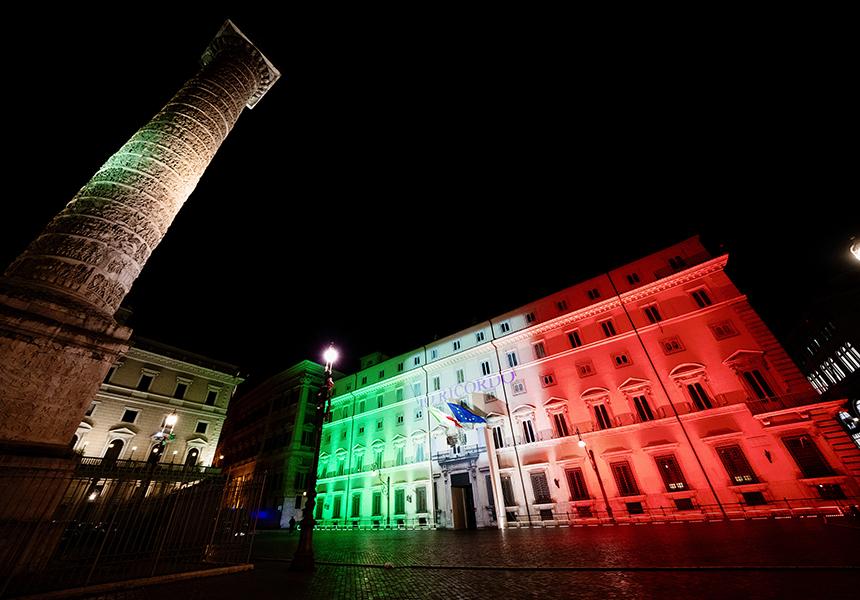 Italia: Giorno del Ricordo, Palazzo Chigi si illumina con il&nbsp;Tricolore