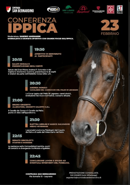 Palio di legnano, Contrada San Bernardino: 23/02 Conferenza “Palio di Legnano, la Corsa Ippica delle&nbsp;Contrade”.