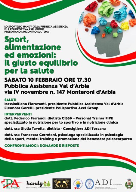 Provincia di Siena: Sport, alimentazione ed emozioni: incontro con gli esperti a Monteroni&nbsp;d’Arbia