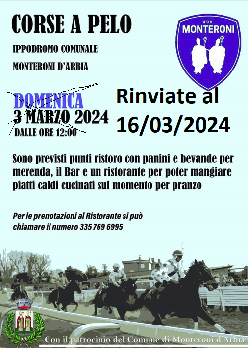 Corse in Provincia: Le corse a Monteroni d’Arbia sono state nuovamente posticipate