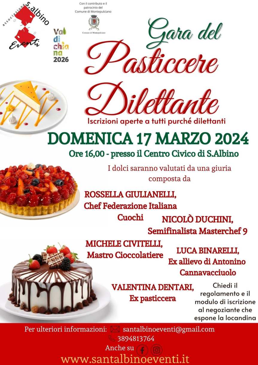 Provincia di Siena: Montepulciano, torna la Gara del Pasticciere Dilettante a&nbsp;Sant’Albino