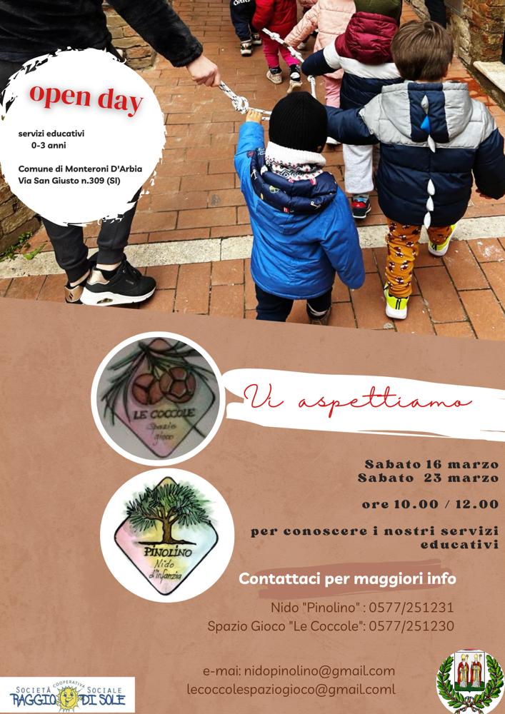 Provincia di Siena: Monteroni d’Arbia, iscrizioni aperte e open day per i servizi educativi per la prima infanzia