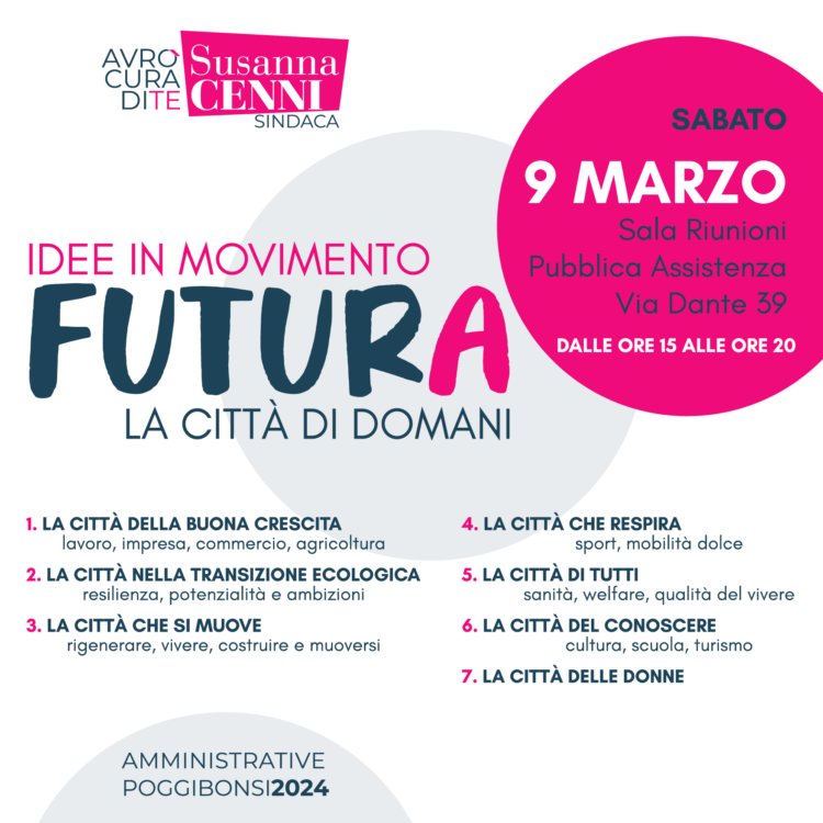 Provincia di Siena: Poggibonsi, Susanna Cenni comincia oggi a progettare la città “Futura”