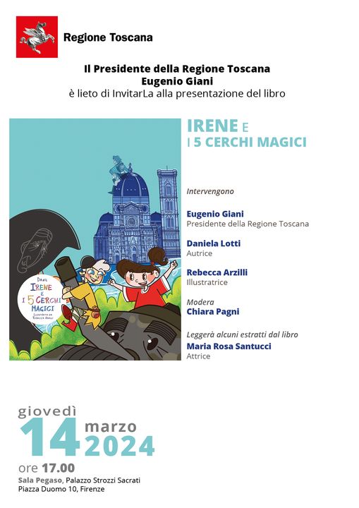Siena: “Irene e i 5 Cerchi Magici” arriva alla sala Pegaso di palazzo Strozzi Sacrati a Firenze