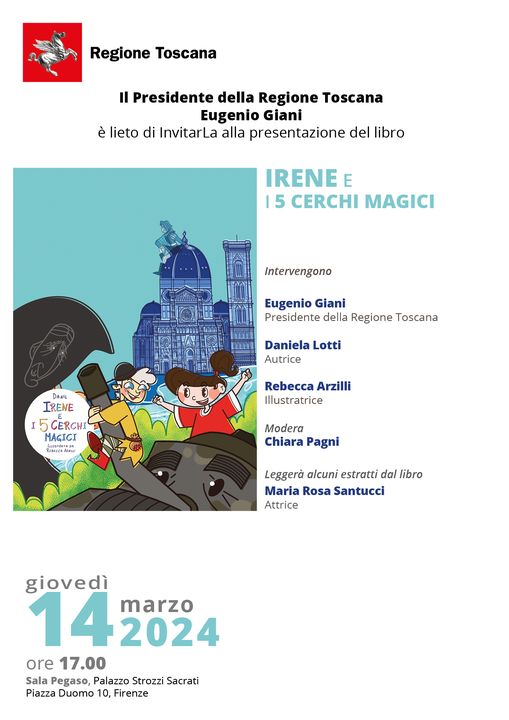 Siena: “Irene e i 5 Cerchi Magici” arriva alla sala Pegaso di palazzo Strozzi Sacrati a&nbsp;Firenze