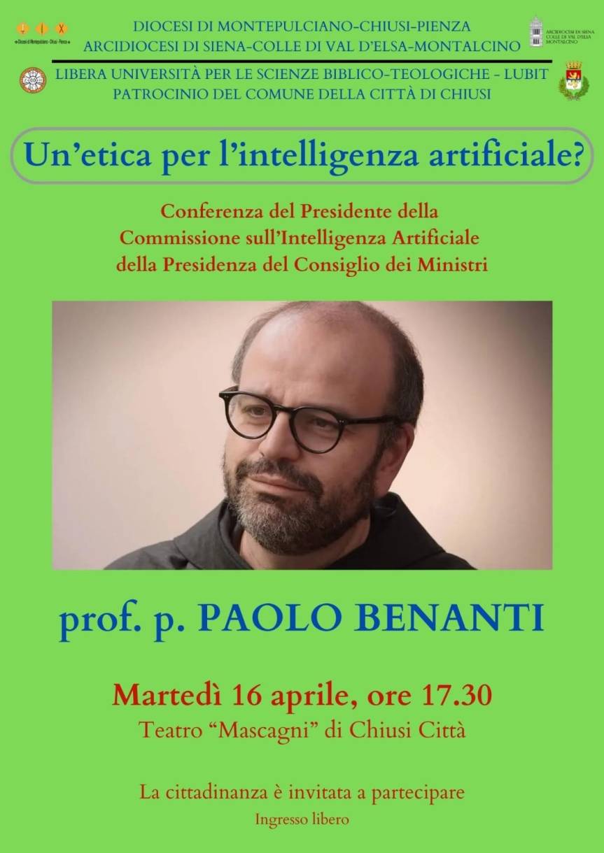 Provincia di Siena: “Un’etica per l’intelligenza artificiale?”, lectio magistralis del prof Benati a Chiusi