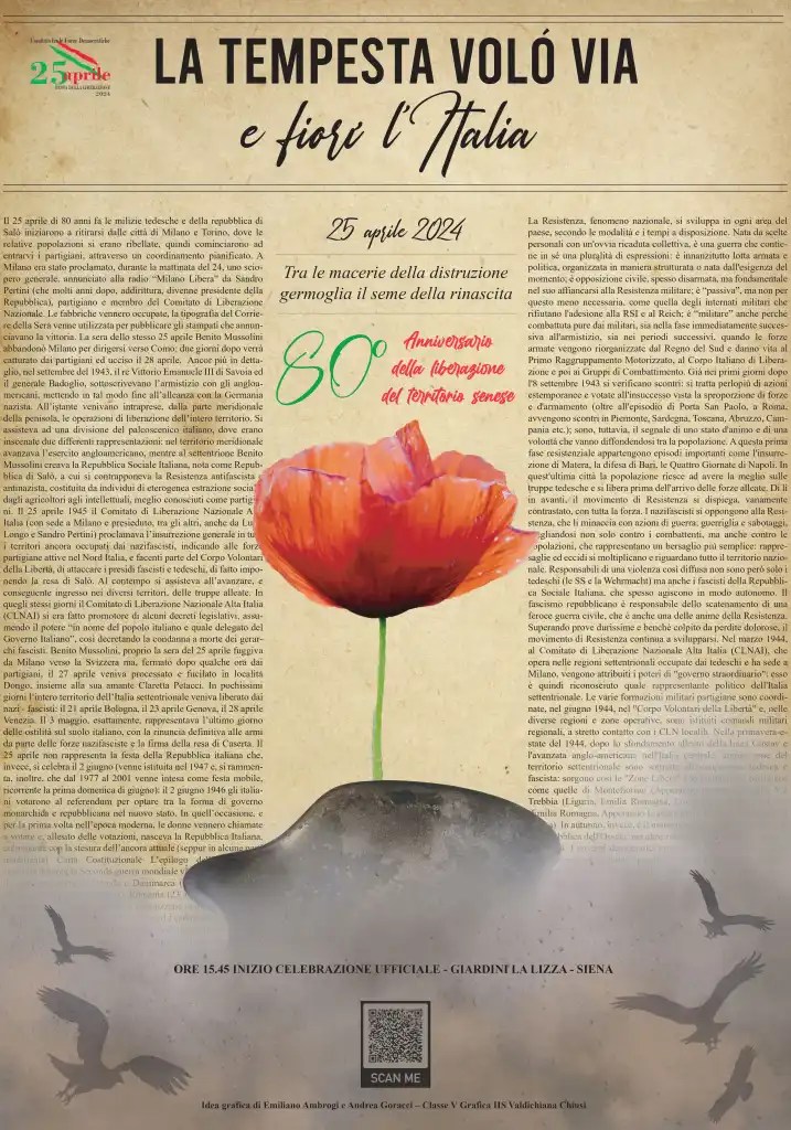 Provincia d iSiena, Il 25 aprile attraverso gli occhi dei ragazzi: un’opera degli studenti dell’Istituto Valdichiana è il manifesto delle celebrazioni&nbsp;senesi