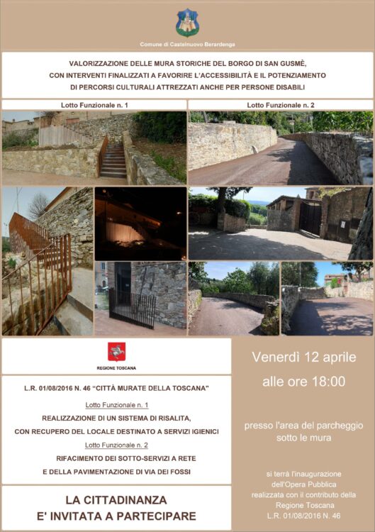 Provincia di Siena: A San Gusmè l’inaugurazione dei lavori realizzati con il “Bando città Murate”