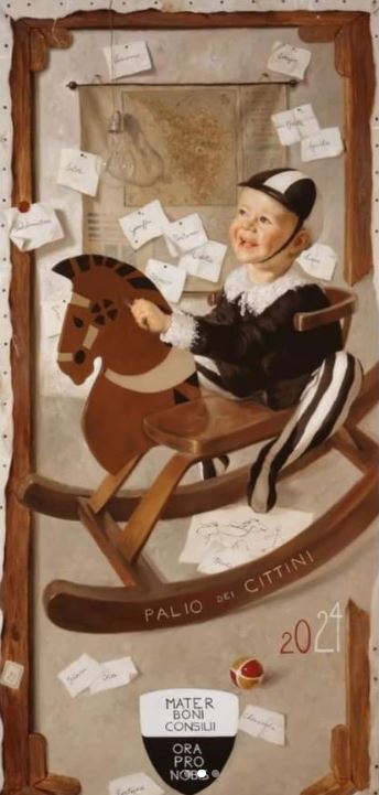 Palio di Siena: Stupendo il drappellone del Palio dei Cittini di&nbsp;Gasparro