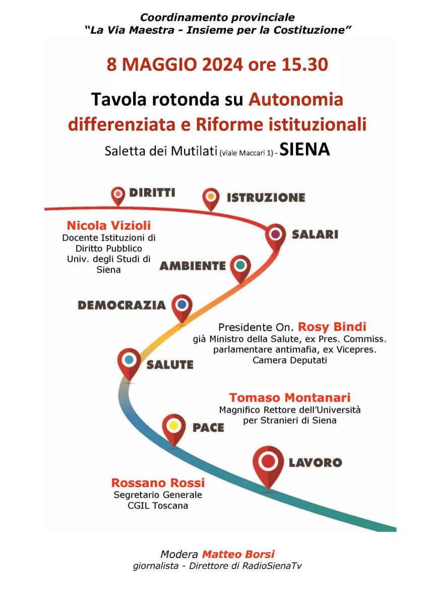 Siena: “Autonomia differenziata e riforme istituzionali”, tavola rotonda in&nbsp;città