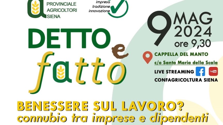 Siena, Confagricultura: il benessere sul&nbsp;lavoro