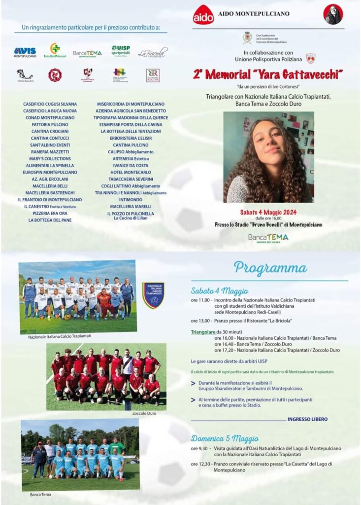 Provincia di Siena: Montepulciano, due giornate di sport in memoria di Yara Gattavecchi