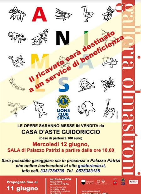 Siena: il 12 giugno l’asta di beneficenza delle opere di “Animals”, la mostra&nbsp;solidale