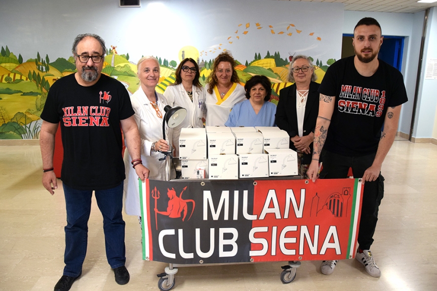 Siena, Nuovo gesto di generosità del Milan Club Siena: donate 20 lampade alla Terapia Intensiva Neonatale
