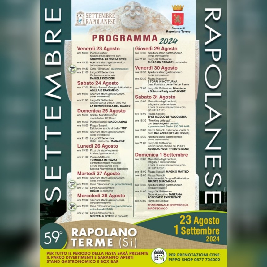 Provincia di Siena: A Rapolano Terme torna il Settembre&nbsp;Rapolanese