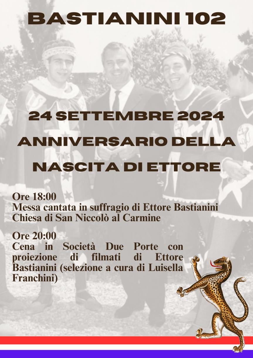 Siena, Contrada della Pantera: Bastianini 102 – 24 settembre 2024 anniversario della nascita di&nbsp;Ettore